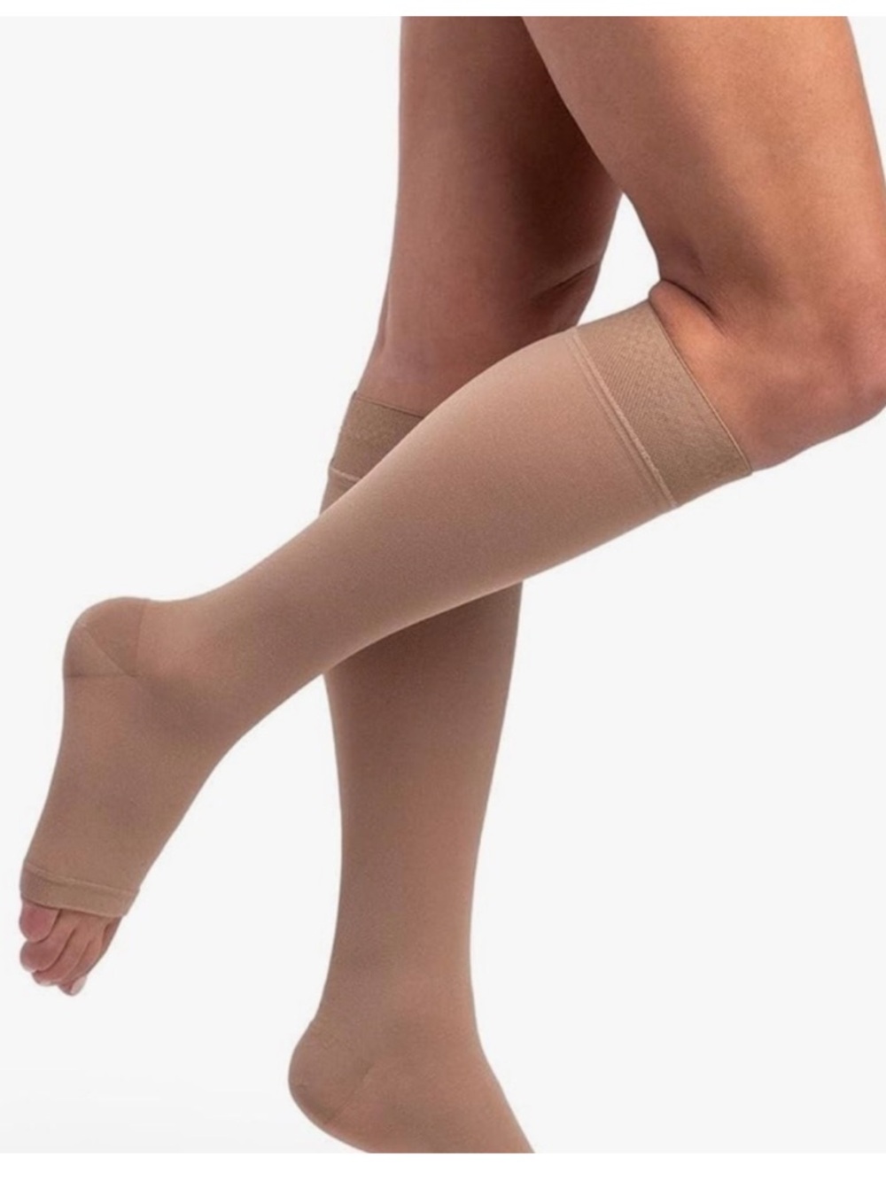 Sigvaris Medical Open Toe Knee High Compression Stockings In Honey Large Short